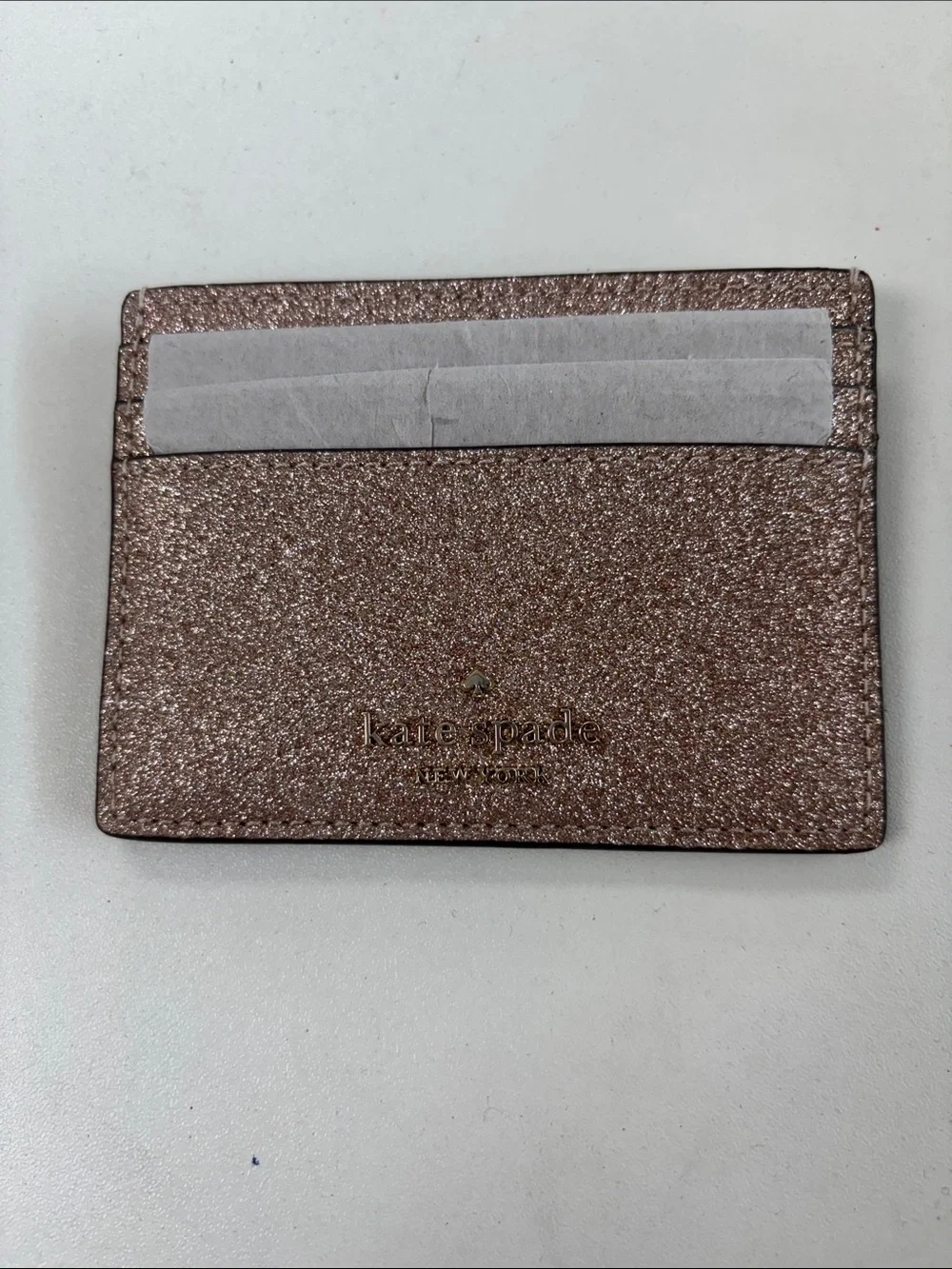 kate spade Rose Gold Glitter Card Holder